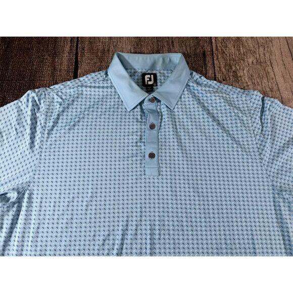 Footjoy Golf Polo Mens Blue Striped Short Sleeve Shirt Large Paiute Golf - Picture 3 of 12